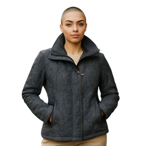 Krizia Jeans Jacket Women's Vintage Size 10 Gray Taupe Double Zip Pockets Moto - Picture 1 of 16